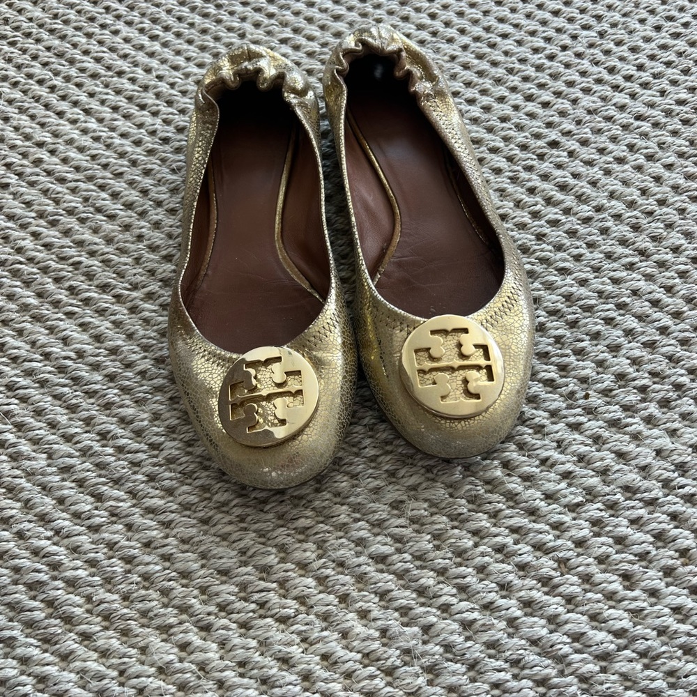 Gold Tory Burch Flats